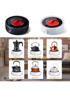 TOMSHOO Electric Mini Coffee Pot Warmer with 900ml Teapot,Electric Teapot Stove Portable, 800W Electric Ceramic Stove Round Hot Plate,Heater Stove Countertop Burner for Boiling Water, Tea, Coffee (Black)  - Image 2
