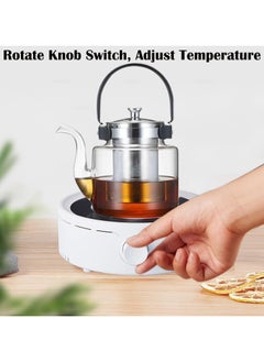 TOMSHOO Electric Mini Coffee Pot Warmer with 900ml Teapot,Electric Teapot Stove Portable, 800W Electric Ceramic Stove Round Hot Plate,Heater Stove Countertop Burner for Boiling Water, Tea, Coffee (Black)  - Image 4