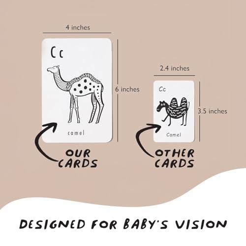 Wee Gallery Educational Flashcards for Babies, Double Sided Black and White Learning Flash cards, Woodland Animal Alphabet Cards for Visual Stimulation and Cognitive Development of Toddlers - Image 4