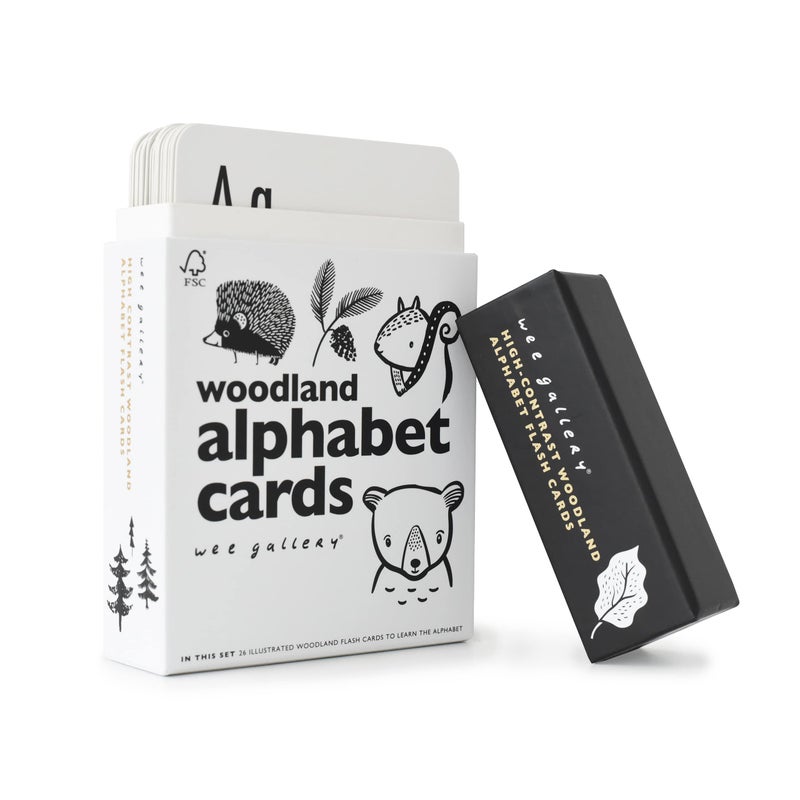Wee Gallery Educational Flashcards for Babies, Double Sided Black and White Learning Flash cards, Woodland Animal Alphabet Cards for Visual Stimulation and Cognitive Development of Toddlers - Image 5