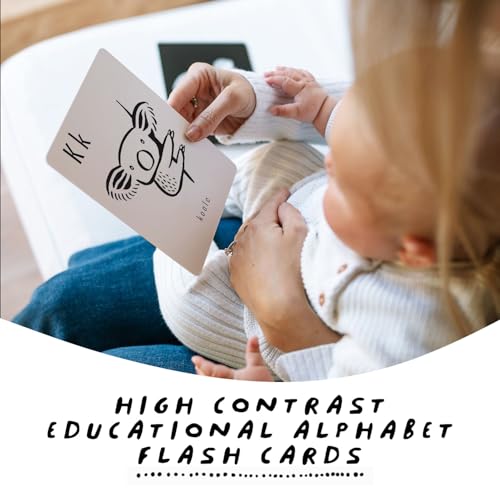 Wee Gallery Educational Flashcards for Babies, Double Sided Black and White Learning Flash cards, Woodland Animal Alphabet Cards for Visual Stimulation and Cognitive Development of Toddlers - Image 2
