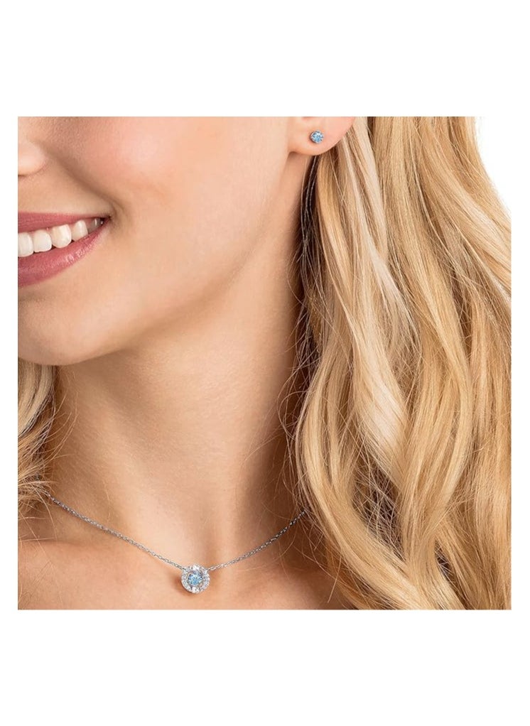 SWAROVSKI - Swarovski Una set Round cut, Blue, Rhodium plated - Image 1