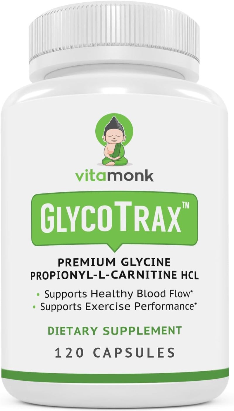 VitaMonk GlycoTrax GPLC Extra Large Bottle  120 Capsules of HighAbsorption Glycine PropionylLCarnitine with No Artificial Fillers  Glycine Propionyl L Carnitine Supplement - Image 1