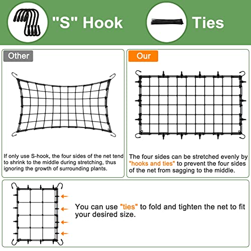 BSTPCOO 2x4 Trellis Net for Grow Tent, Stretchy Scrog Net Heavy Duty Trellis Netting with Hooks for Climbing Plants Outdoor Indoor Plant Growing Tents, Cucumber Trellis Netting Support for Garden - Image 3