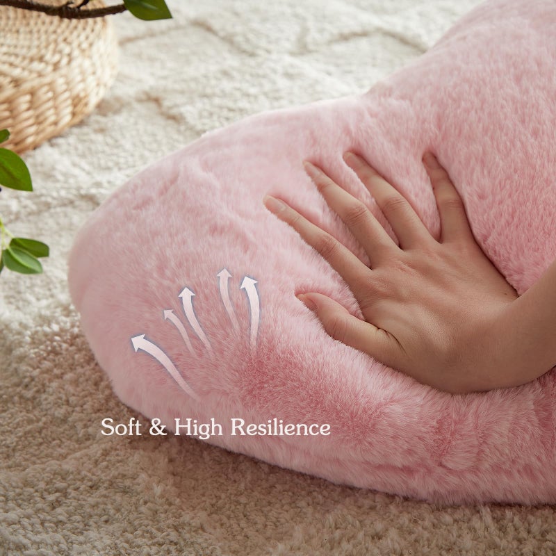 EastTree Heart Pillows  Spring Light Pink Heart Shaped Pillows  Love Throw Pillows Gifts  Ultra Faux Rabbit Fur Soft Small Cute Fluffy Pillows  Women Girls Kid Living Room Decor 10x13 Inch - Image 5