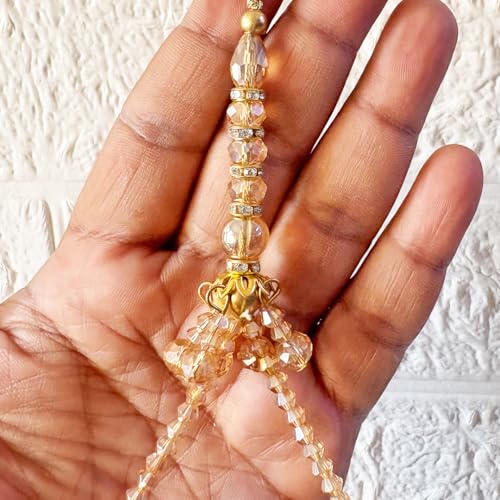 Adikala Craft Store Handmade Ethnic Latkan Tassel Set of 2 for Saree Pallu, Blouse, Suits, Dupatta, Lehenga Decor (Golden Cushion) - Image 3