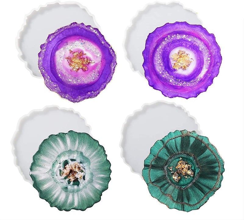 Snoogg SNOOGG® Resin Coaster Molds, Agate Coaster Molds for Making Resin Geode,Agate Slice Coasters,Cup Mats,Home Decoration Pack of 2  - Image 3