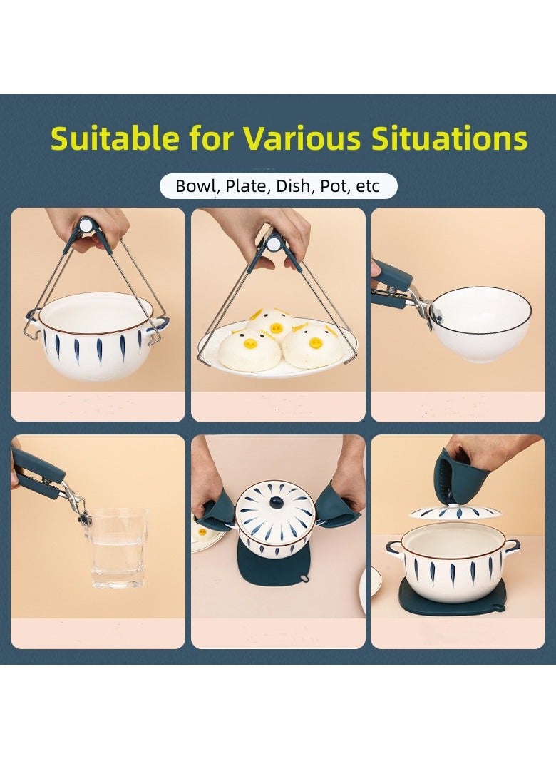 4-in-1 Anti Scald Set for Kitchen Bowl Holder Clip,Tray clamp, Silicone Gloves and Insulation Pad  - Image 2