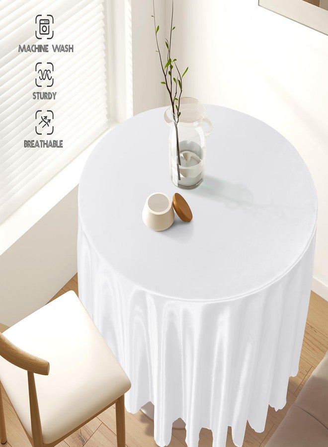 Homiest 1 Pack 72 Inch / 6ft Round Tablecloth Satin Table Cover, White Table Cloth Overlay Bright Table Decorations, Silky Satin Dining Table Cloths for Wedding Reception Graduation Banquet - Image 5