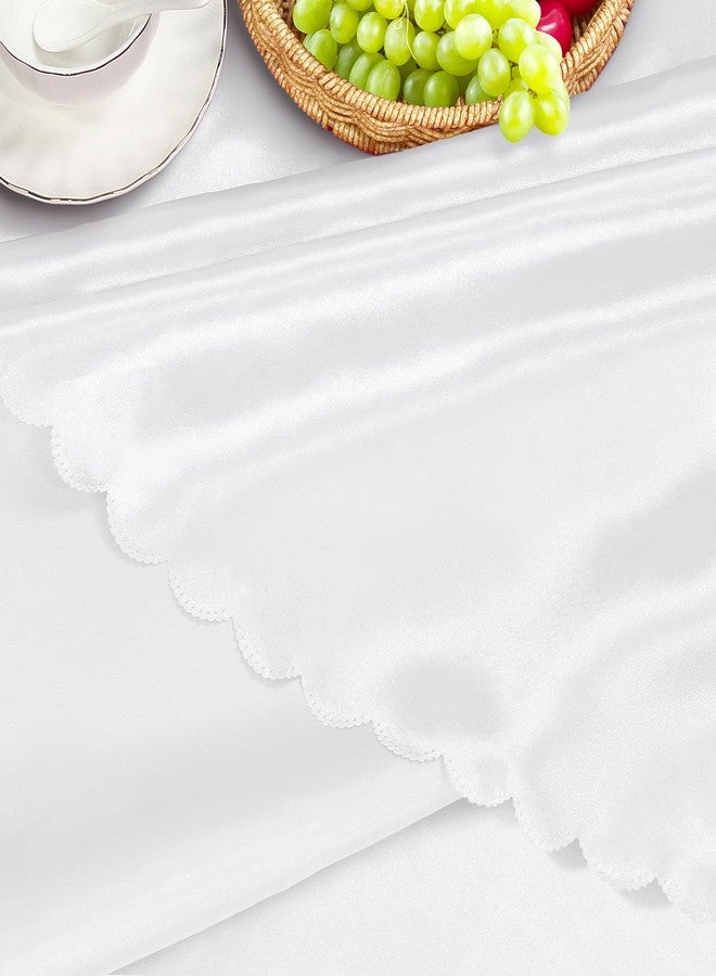 Homiest 1 Pack 72 Inch / 6ft Round Tablecloth Satin Table Cover, White Table Cloth Overlay Bright Table Decorations, Silky Satin Dining Table Cloths for Wedding Reception Graduation Banquet - Image 4