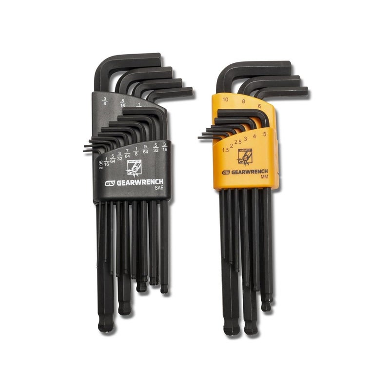 GEARWRENCH 22 Piece SAEMetric Magnetic Ball End Long Arm Hex Key Set 83526