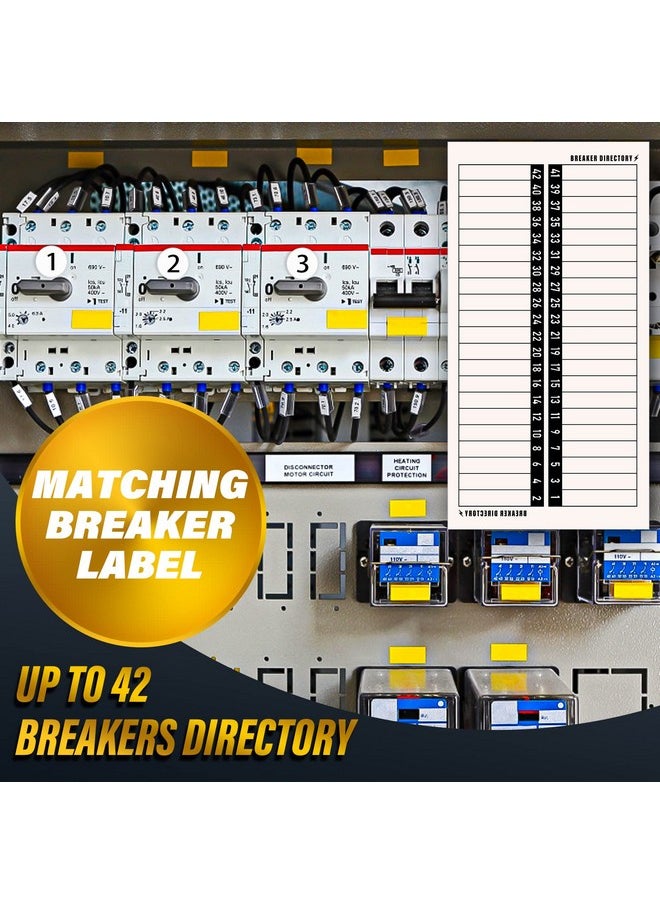 Grevosea - 4 Sheets Breaker Panel Labels Electrical Panel Labels Waterproof Circuit Breaker Labels With Number Stickers Electrical Sticker Number Directory For House Or Commercial Use - Image 1