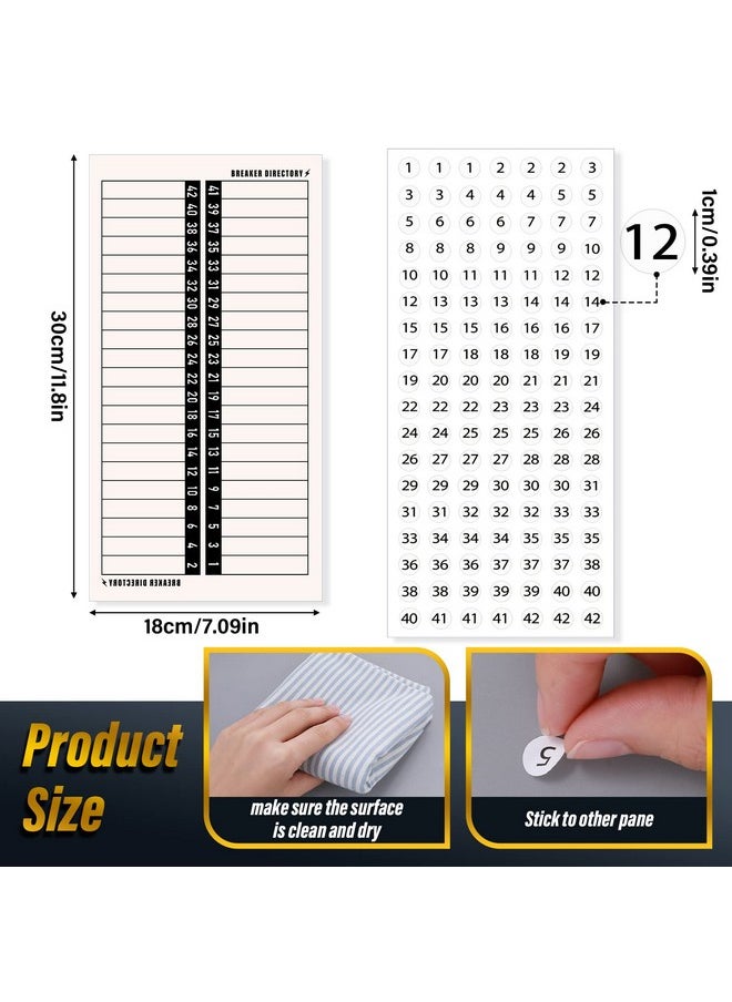 Grevosea - 4 Sheets Breaker Panel Labels Electrical Panel Labels Waterproof Circuit Breaker Labels With Number Stickers Electrical Sticker Number Directory For House Or Commercial Use - Image 1
