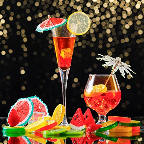 Juexica 48 Pcs Fake Fruit Slices Ice Cubes Artificial Fruits for Decoration Fake Lemon Slices Watermelon Strawberries Kiwi with Ice Rocks for Tumblers Vase Decor Bake Crafts - Image 5