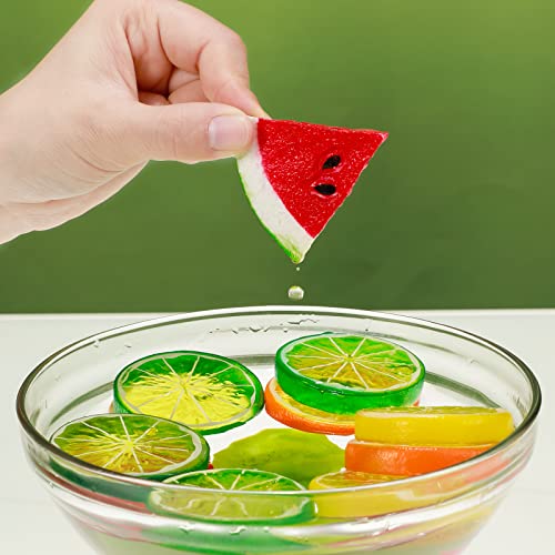 Juexica 48 Pcs Fake Fruit Slices Ice Cubes Artificial Fruits for Decoration Fake Lemon Slices Watermelon Strawberries Kiwi with Ice Rocks for Tumblers Vase Decor Bake Crafts - Image 3