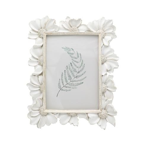 YULINK 5x7 Vintage Picture Frame, Antique White Ornate Photo Frame, for Tabletop and Wall Display, Decorative Floral Design Retro Home Decor, Old Fashioned Photo Gallery Art - Image 1