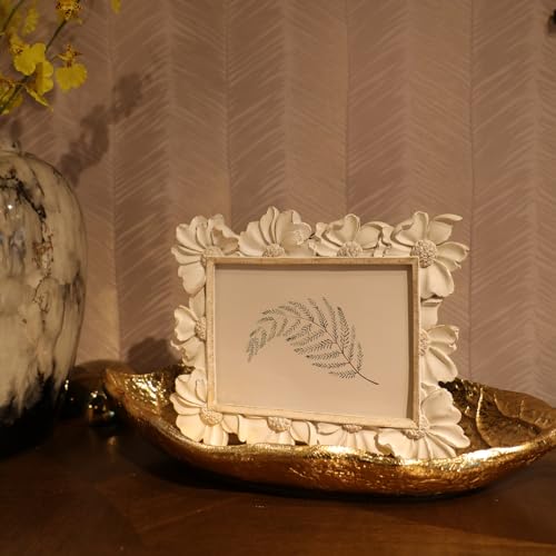 YULINK 5x7 Vintage Picture Frame, Antique White Ornate Photo Frame, for Tabletop and Wall Display, Decorative Floral Design Retro Home Decor, Old Fashioned Photo Gallery Art - Image 3