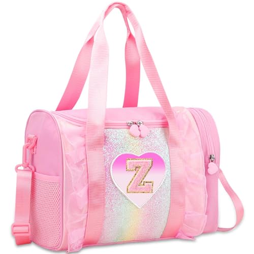 RHCPFOVR Personalized Monogram Dance Bag for Girls 36 Years duffle bag for Kids Lightweight Water Resistant Oxford Backpack for Ballet Cheerleading Sleepovers Gymnastics Pink Z - Image 1