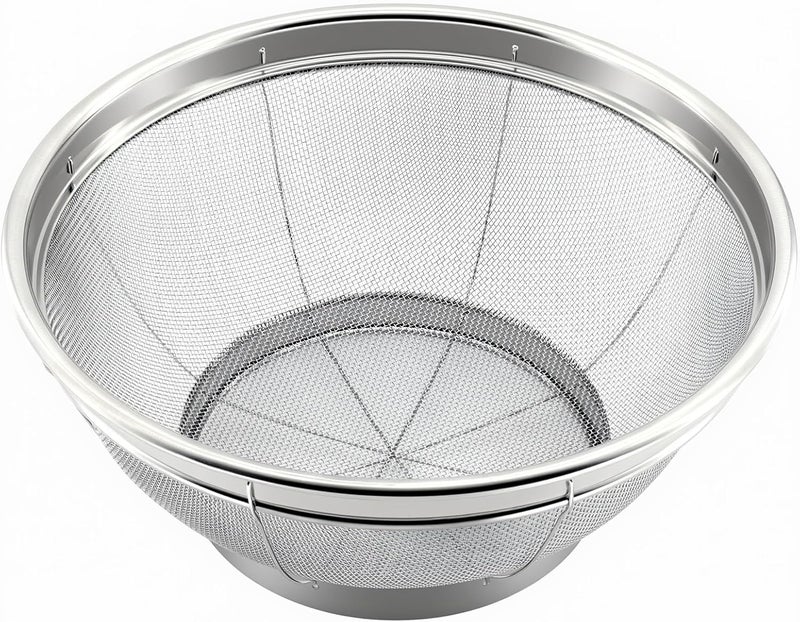 DOPMEP Fine Mesh Strainer for Kitchen, 4 Quart Stainless Steel Colander Bowl | Idea for Pasta, Rice, Fruit, Metal Net Baskets with Resting Base - Strain, Drain, Rinse - Image 1