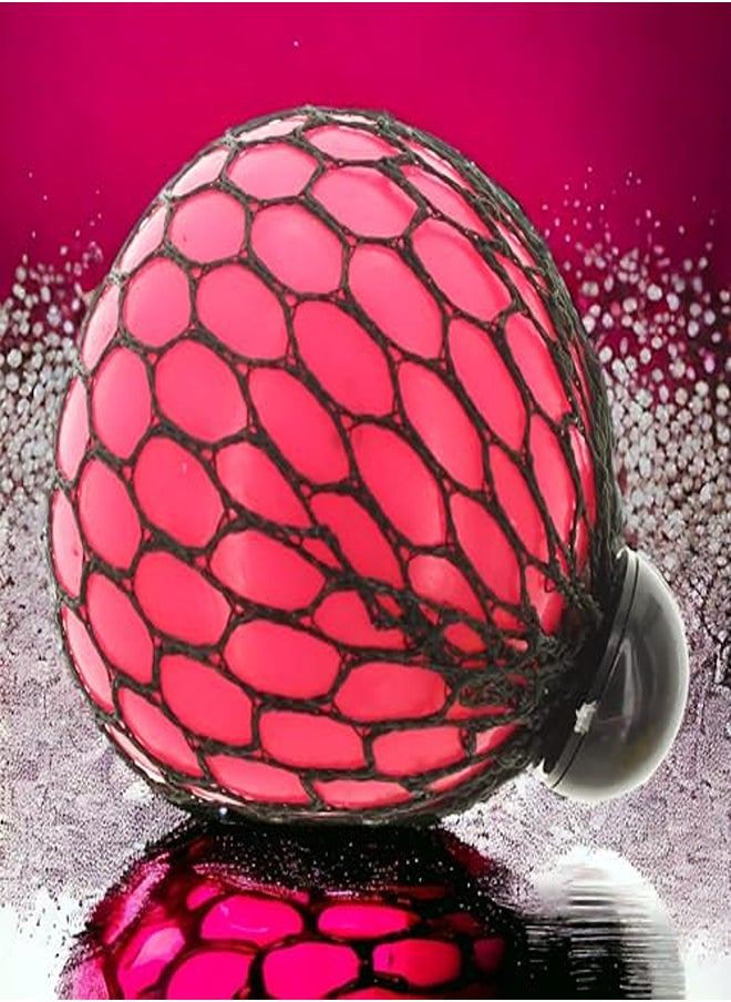 MIJOMA Colourful Anti-Stress Ball in the Net - Squeeze Ball Toy, Sensory Stress Relief for Large and Small, Office & School - 7 cm (Pink-Yellow)  - Image 1
