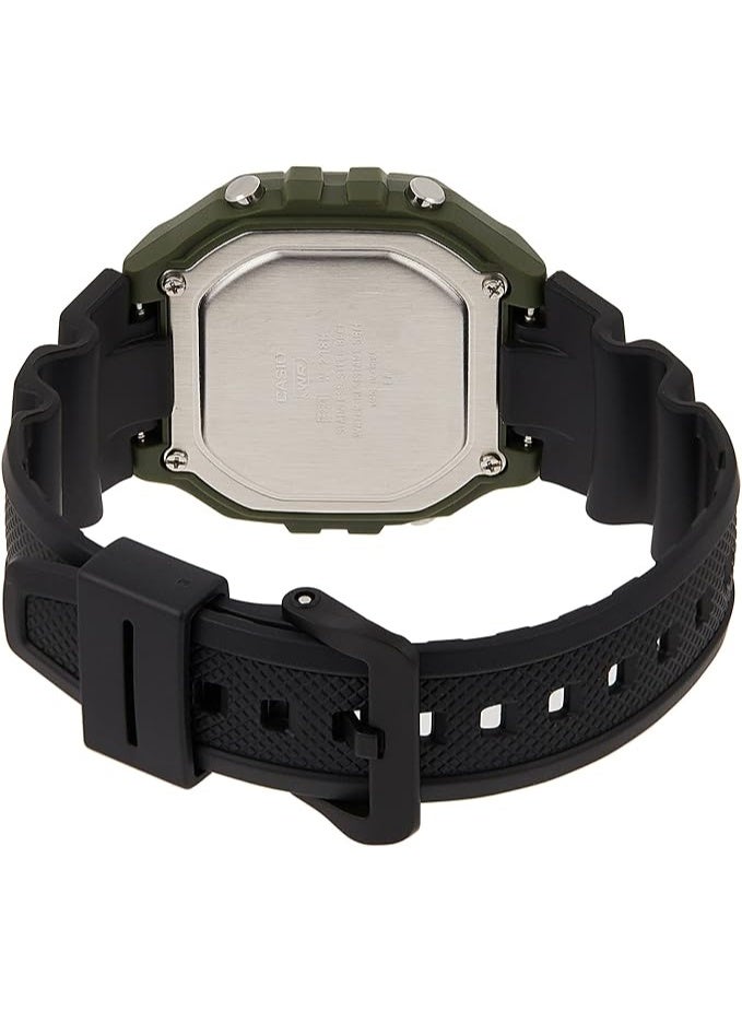 كاسيو ساعة رقمية للرجال W-218H-3AVDF - 44 مم - أسود - Image 3