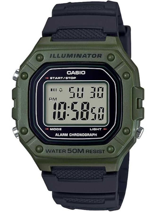 كاسيو ساعة رقمية للرجال W-218H-3AVDF - 44 مم - أسود - Image 1