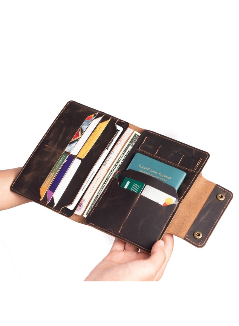ايه ار سابلاي Ar Passport Wallet من Arij Bags | محفظة سفر جلد طبيعي، جيب باسبور، أماكن للكروت والتذاكر (بني) - Image 4