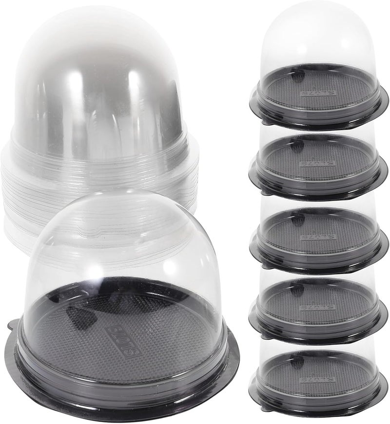 GALPADA 50 Sets Portable round Cake Dome Boxes 3-inch Small Cake Carrier Baking Display Containers for Birthday Bakery Packing - Image 1