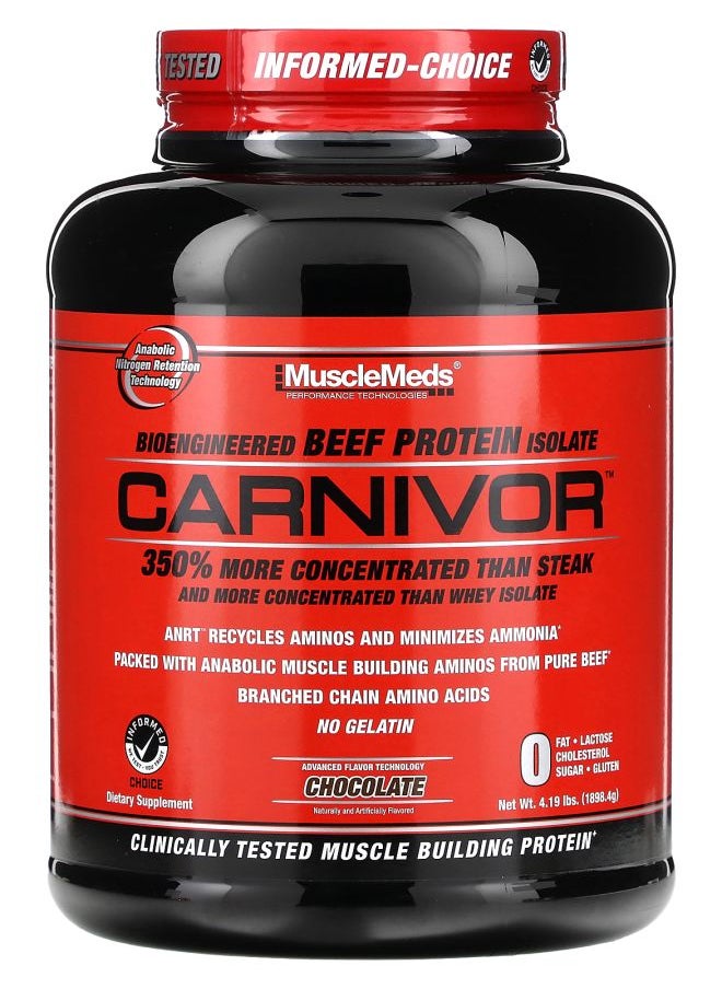 MUSCLEMEDS Carnivor Bioengineered Beef Protein Isolate Chocolate 4.19 lbs (1898.4 g) 