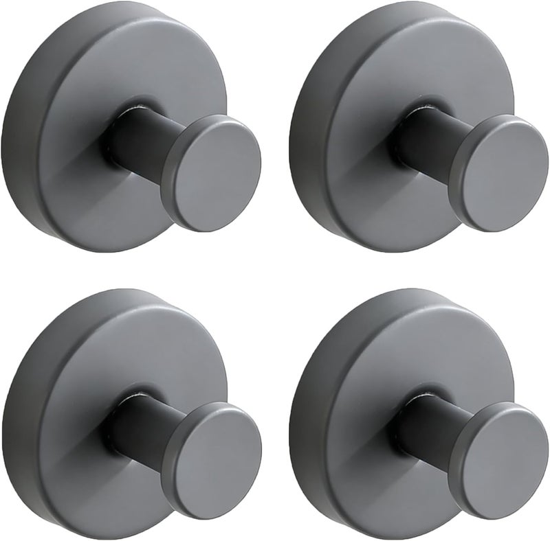 Getaria Shower Suction Cup Hooks, Heavy Duty Bathroom Wall Hooks for Towels, Robes, Loofahs, Removable Metal Hook for Tile Glass Mirror, No Drill (4, Gray) - Image 1