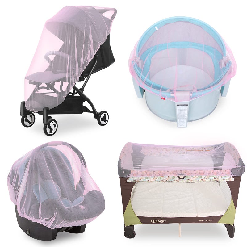 Coldwind Mosquito Net for Stroller Baby Mosquito Net Perfect Bug Net for Strollers, Bassinets, Cradles, Playards, Pack N Plays and Portable Mini Crib, Baby Insect Netting, Pink - Image 1