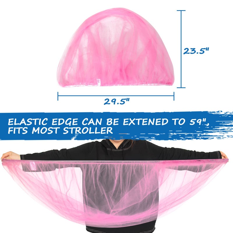 Coldwind Mosquito Net for Stroller Baby Mosquito Net Perfect Bug Net for Strollers, Bassinets, Cradles, Playards, Pack N Plays and Portable Mini Crib, Baby Insect Netting, Pink - Image 3