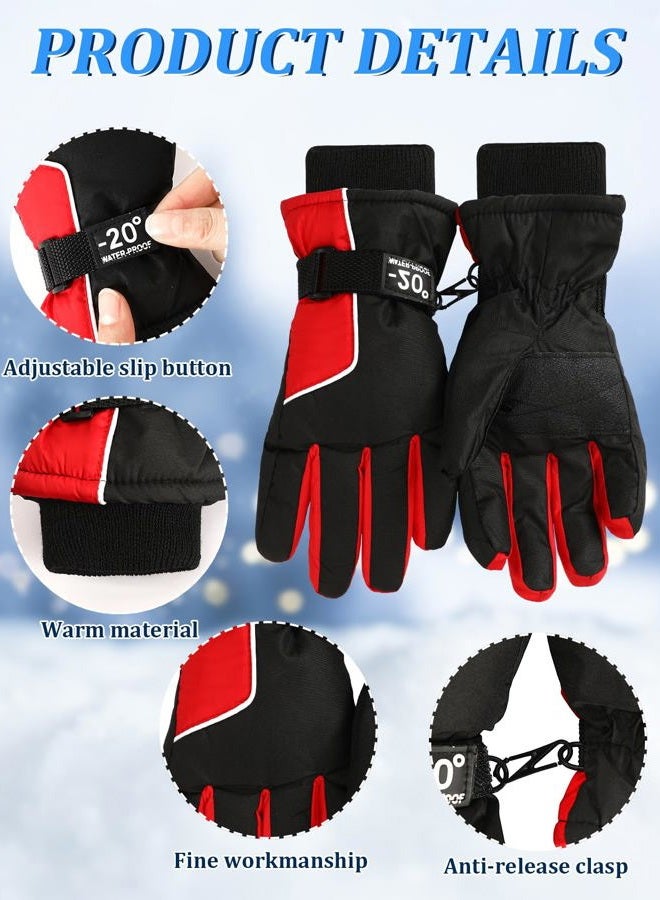 Jansun 3 Pairs Kids Winter Gloves - Snow & Ski Warm Outdoor Windproof Adjustable Toddler Snowboard Gloves for Cold Weather - Boy & Girl Children - Image 5