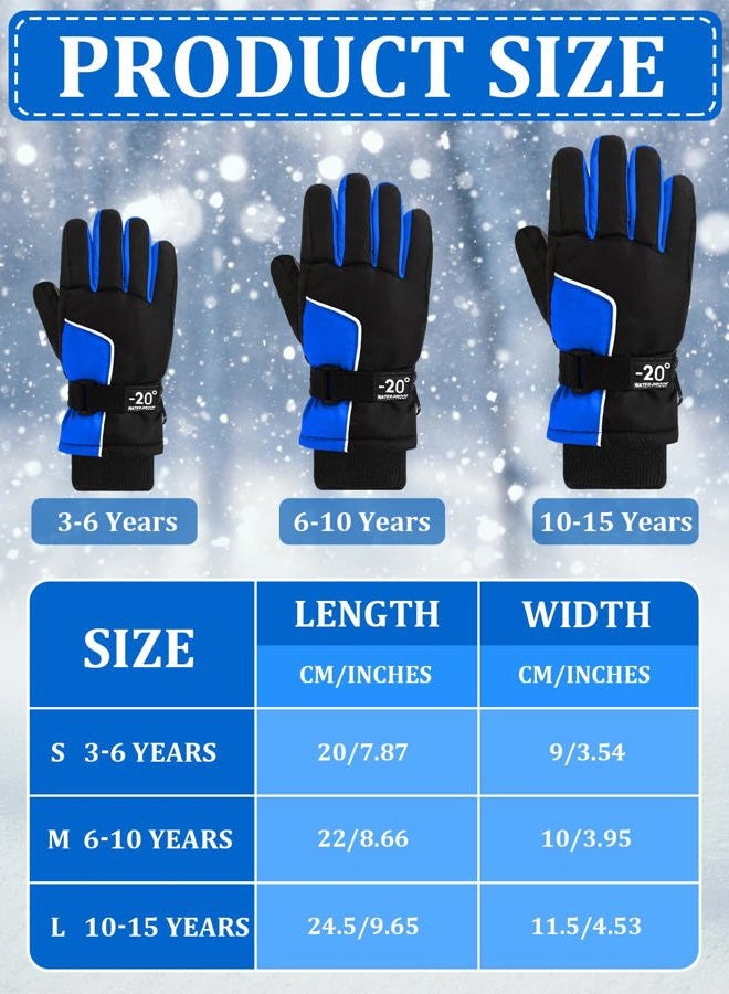 Jansun 3 Pairs Kids Winter Gloves - Snow & Ski Warm Outdoor Windproof Adjustable Toddler Snowboard Gloves for Cold Weather - Boy & Girl Children - Image 3