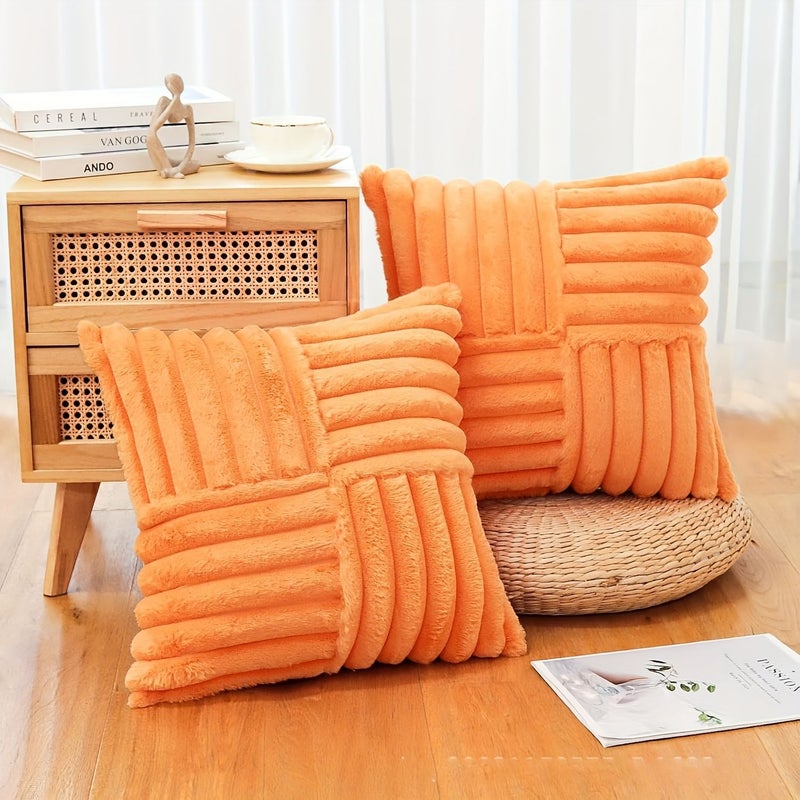 Rose Red Faux Plush Pillow Covers 40x40cm Set Of 2 With Zipper For Sofa And Bedroom - Image 4