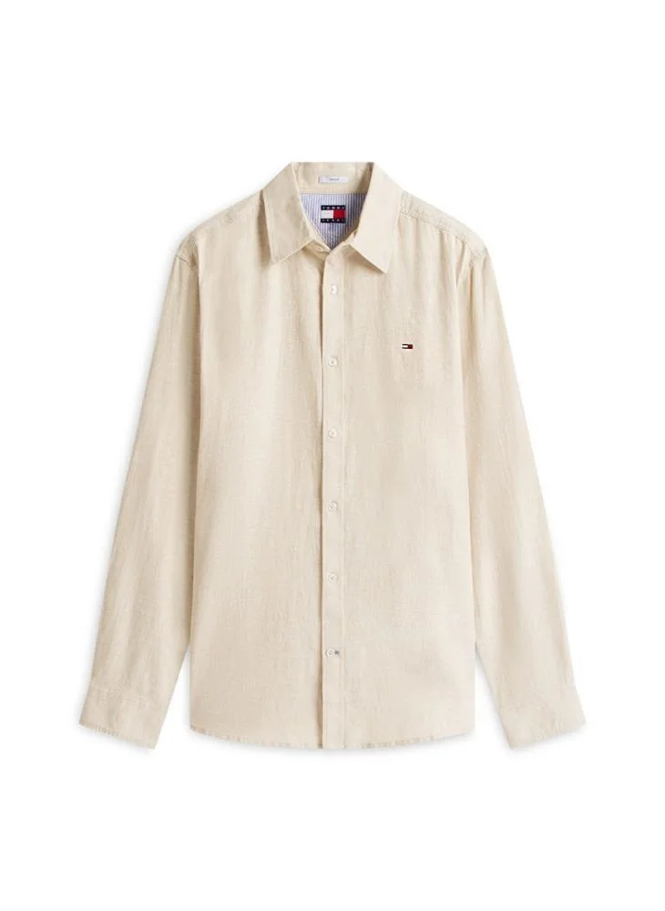 Tommy Jeans Gentle Gold Regular Fit Linen Blend Shirt for Men | Best Price UAE