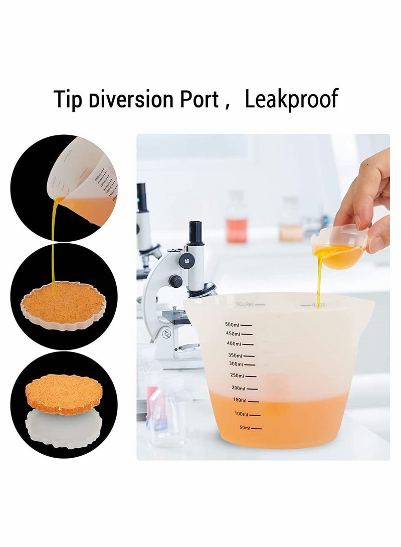 Excefore Silicone Measuring Cups, Resin Mixing Pouring Cups for Epoxy Set of 2, Resin Jewelry Making, Non Stick Reusable Craft Measuring Cups 16 OZ - Image 3