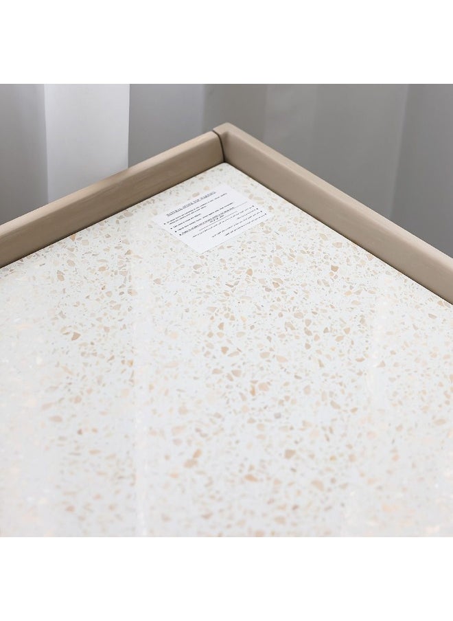 DANUBE HOME Margaret Vanity Dresser With Makeup Mirror Durable Vanity Table Dressing Makeup Desk With Storage Modern Design Bedroom Furniture L160Xw45Xh80Cm-Beige/Terrazo/Gold  - Image 2