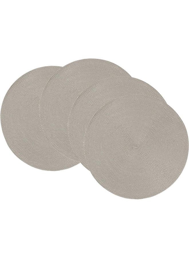 yongsheng 15 Inch Round Braided Placemats Set of 6, Washable Heat Resistant Cotton Polyester Circle Place Mats for Kitchen Dining Table  - Image 1