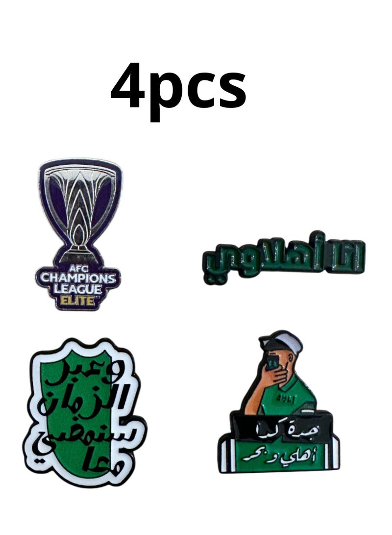 4 pieces of mobile phone stickers with phrases and slogans: I am an Al-Ahly fan and Jeddah is like this, my family and my sea, suitable for fans of the Saudi Al-Ahly - Image 1