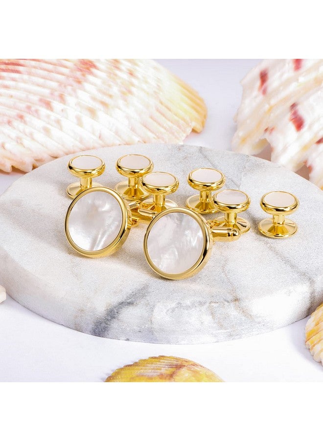 هاوسن طقم أزرار أكمام وقميص سهرة رجالي من عرق اللؤلؤ لحفلات الزفاف والأعمال (لون فضي أو ذهبي) - Image 5