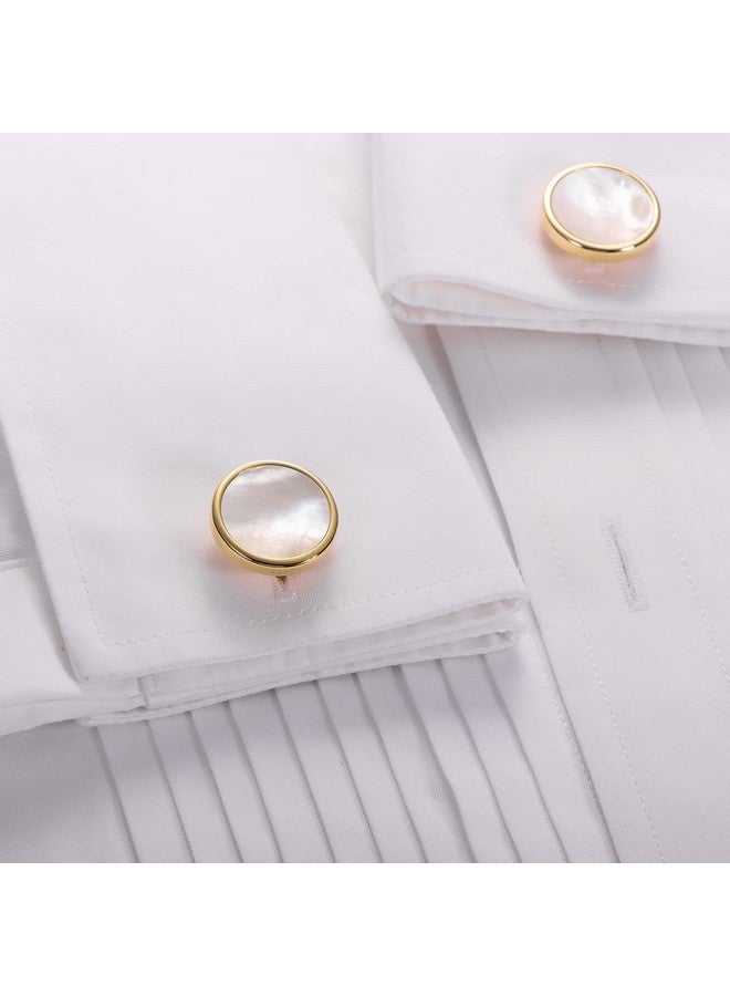 هاوسن طقم أزرار أكمام وقميص سهرة رجالي من عرق اللؤلؤ لحفلات الزفاف والأعمال (لون فضي أو ذهبي) - Image 4