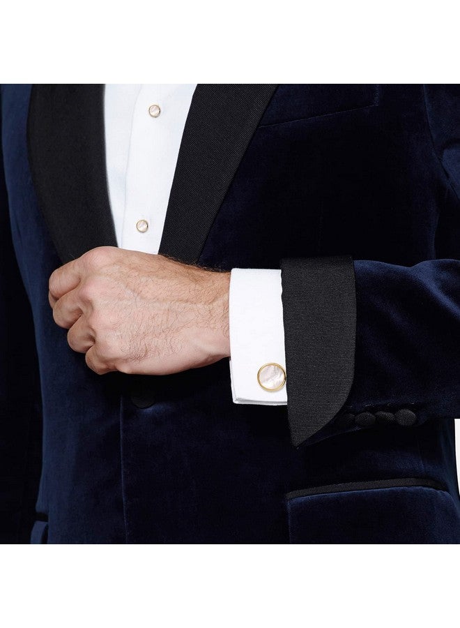 هاوسن طقم أزرار أكمام وقميص سهرة رجالي من عرق اللؤلؤ لحفلات الزفاف والأعمال (لون فضي أو ذهبي) - Image 2