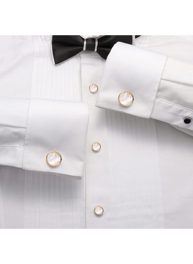 هاوسن طقم أزرار أكمام وقميص سهرة رجالي من عرق اللؤلؤ لحفلات الزفاف والأعمال (لون فضي أو ذهبي) - Image 3