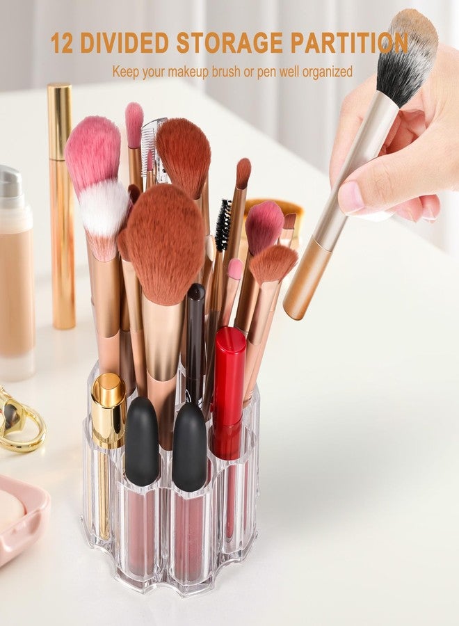 Obsoorth Divided Makeup Brush Organizer 12 Deep Slots Clear Acrylic Cosmetic Brushes Holder and Storage for Eye lines Pencils Toothbrush Lipstick on Bathroom Vanity Bedroom Countertop - Image 2