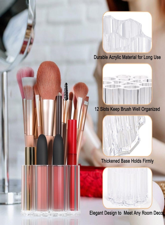 Obsoorth Divided Makeup Brush Organizer 12 Deep Slots Clear Acrylic Cosmetic Brushes Holder and Storage for Eye lines Pencils Toothbrush Lipstick on Bathroom Vanity Bedroom Countertop - Image 4