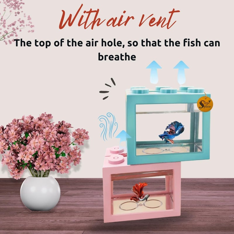 Sage Square Betta Fish Tank – Perfect for Small Spaces, Sturdy, Stylish Design for Beginners & Experienced Fish Keepers, Easy Maintenance Aquarium for Betta Fish, Ideal for Home, Office, Dorm Décor - Image 4