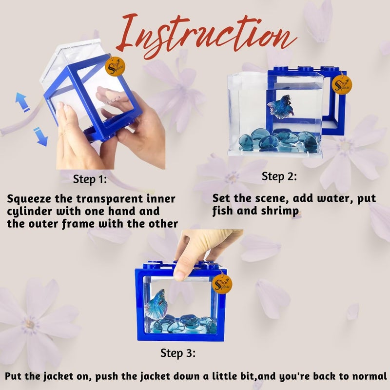 Sage Square Betta Fish Tank – Perfect for Small Spaces, Sturdy, Stylish Design for Beginners & Experienced Fish Keepers, Easy Maintenance Aquarium for Betta Fish, Ideal for Home, Office, Dorm Décor - Image 5