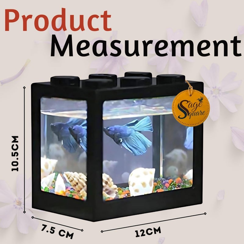 Sage Square Betta Fish Tank – Perfect for Small Spaces, Sturdy, Stylish Design for Beginners & Experienced Fish Keepers, Easy Maintenance Aquarium for Betta Fish, Ideal for Home, Office, Dorm Décor - Image 3