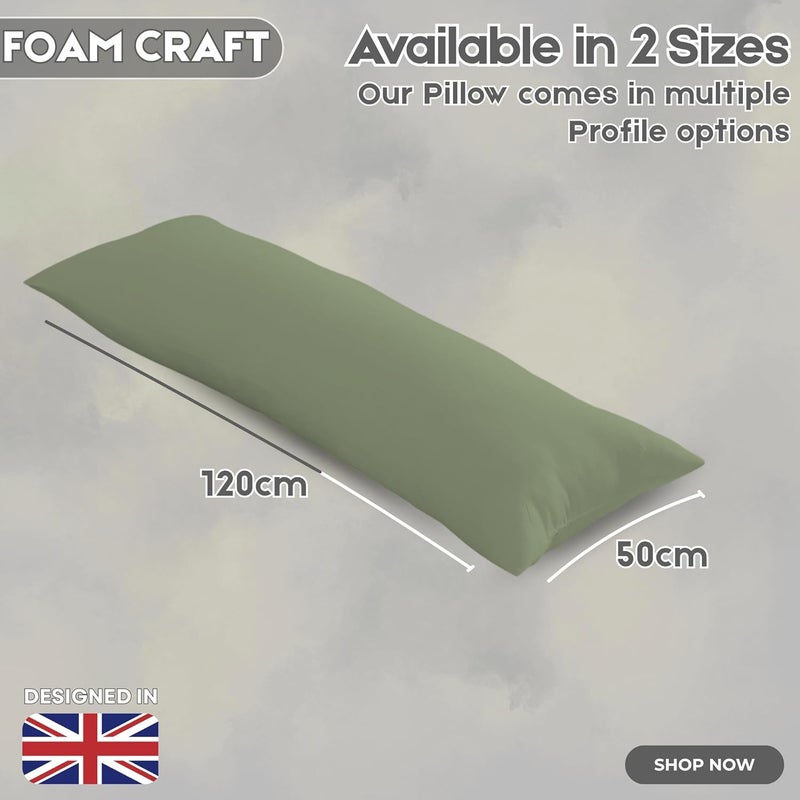 FOAM CRAFT وسادة طويلة كاملة من فوم كرافت® بغطاء قطن - أخضر مريمي، 50 × 120 سم - Image 2